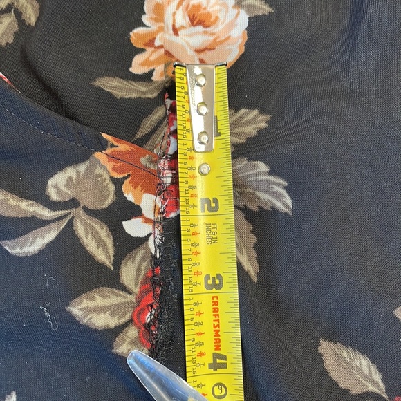 Womens Black Wide Leg Soft Pants in Multi Color Floral Print Size M - Picture 8 of 10